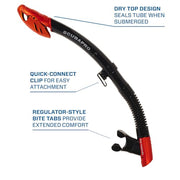 Dry Snorkel with Purge Valve Flexible Tube and Quick Connect Clip