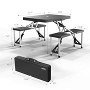 4ft Portable Folding Picnic Table with Four Seats and Umbrella Hole