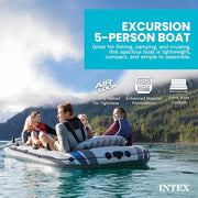 Five Person Inflatable Boat Set with Oars Pump and Motor Mount Kit