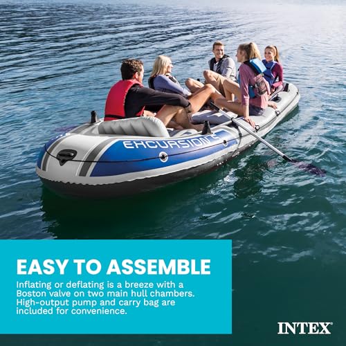 Five Person Inflatable Boat Set with Oars Pump and Motor Mount Kit