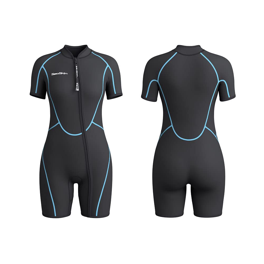 Mens Womens 3mm Shorty Wetsuit Front Zip Diving Snorkeling Kayaking Suit