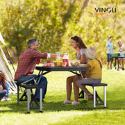 4ft Portable Folding Picnic Table with Four Seats and Umbrella Hole