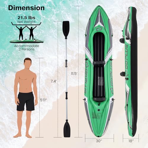 Two Person Inflatable Touring Kayak with Paddles Seats and Pump