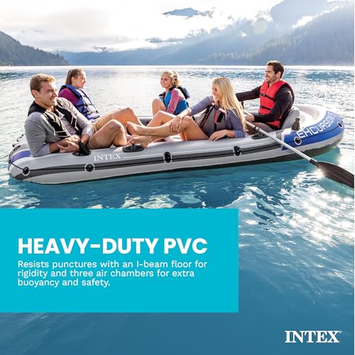 Five Person Inflatable Boat Set with Oars Pump and Motor Mount Kit