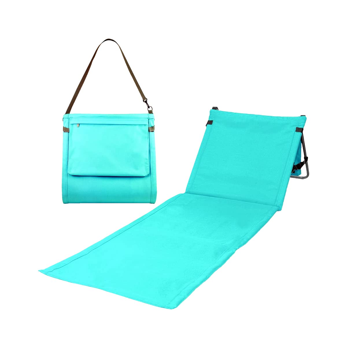 Extra Thick Portable Beach Mat Lounge Chair with Attached Zippered Tote