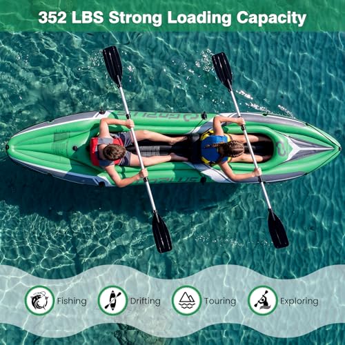Two Person Inflatable Touring Kayak with Paddles Seats and Pump