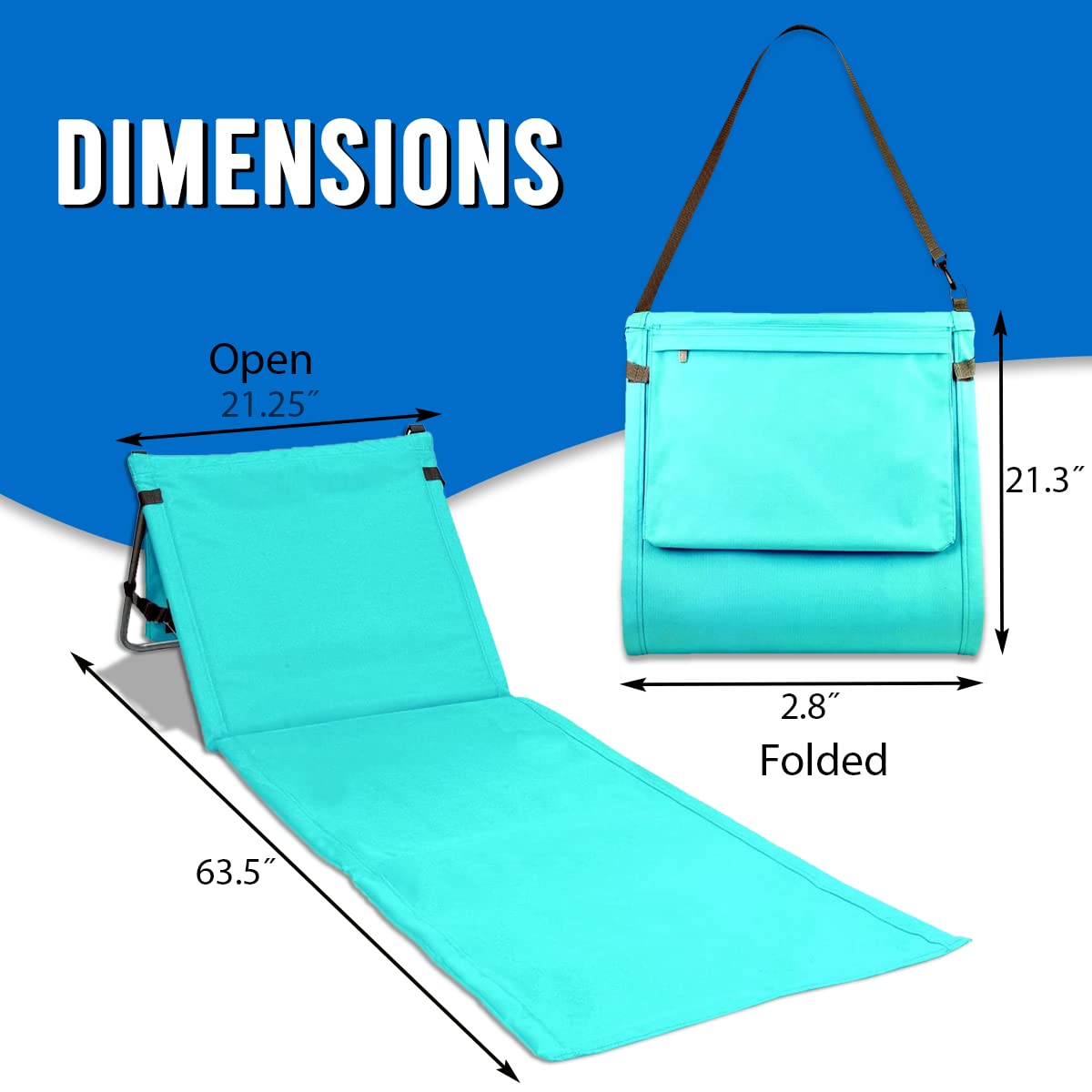 Extra Thick Portable Beach Mat Lounge Chair with Attached Zippered Tote