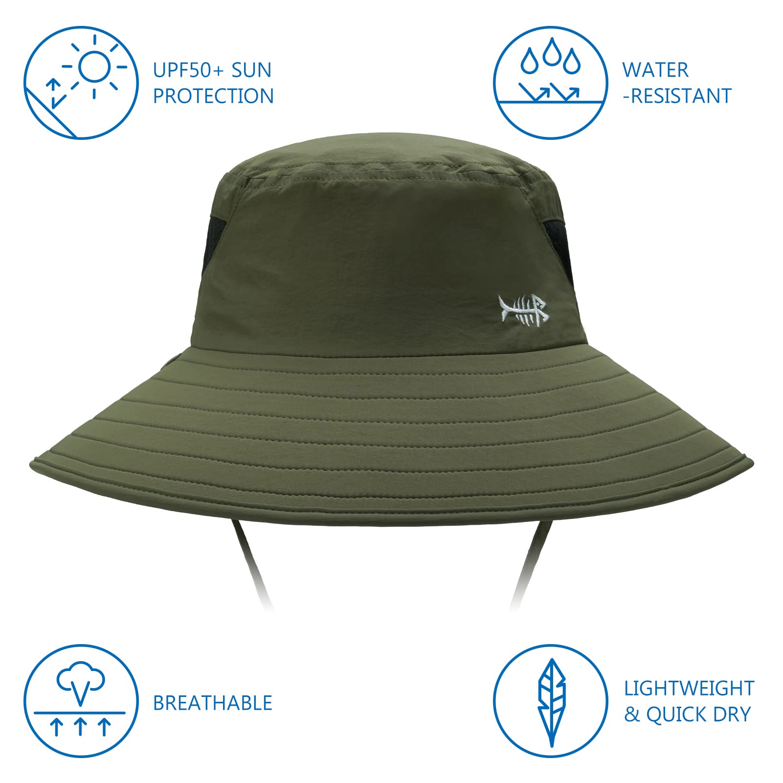 UPF 50 Breathable Sun Hat with Face Cover Neck Flap Wide Brim