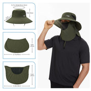 UPF 50 Breathable Sun Hat with Face Cover Neck Flap Wide Brim