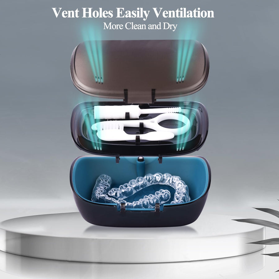 Double Layer Aligner Retainer Case with Mirror Remover Tool Brush