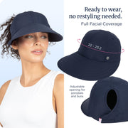 Womens Wide Brim Ponytail Sun Hat UPF 50 Sun Protection