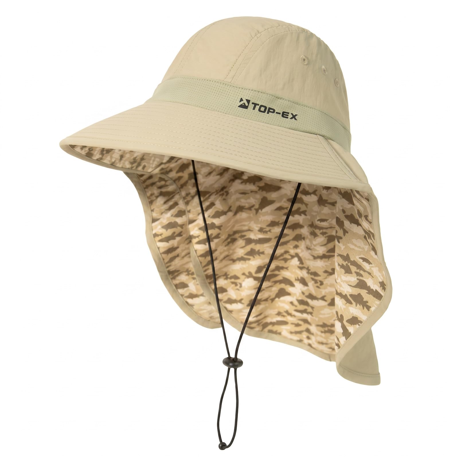 UPF 50 Cooling Wide Brim Sun Hat with Neck Flap for Hiking Fishing