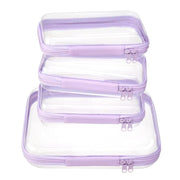 4 Piece Clear Hard Shell Zipper Pouches Travel Toiletry Organizer