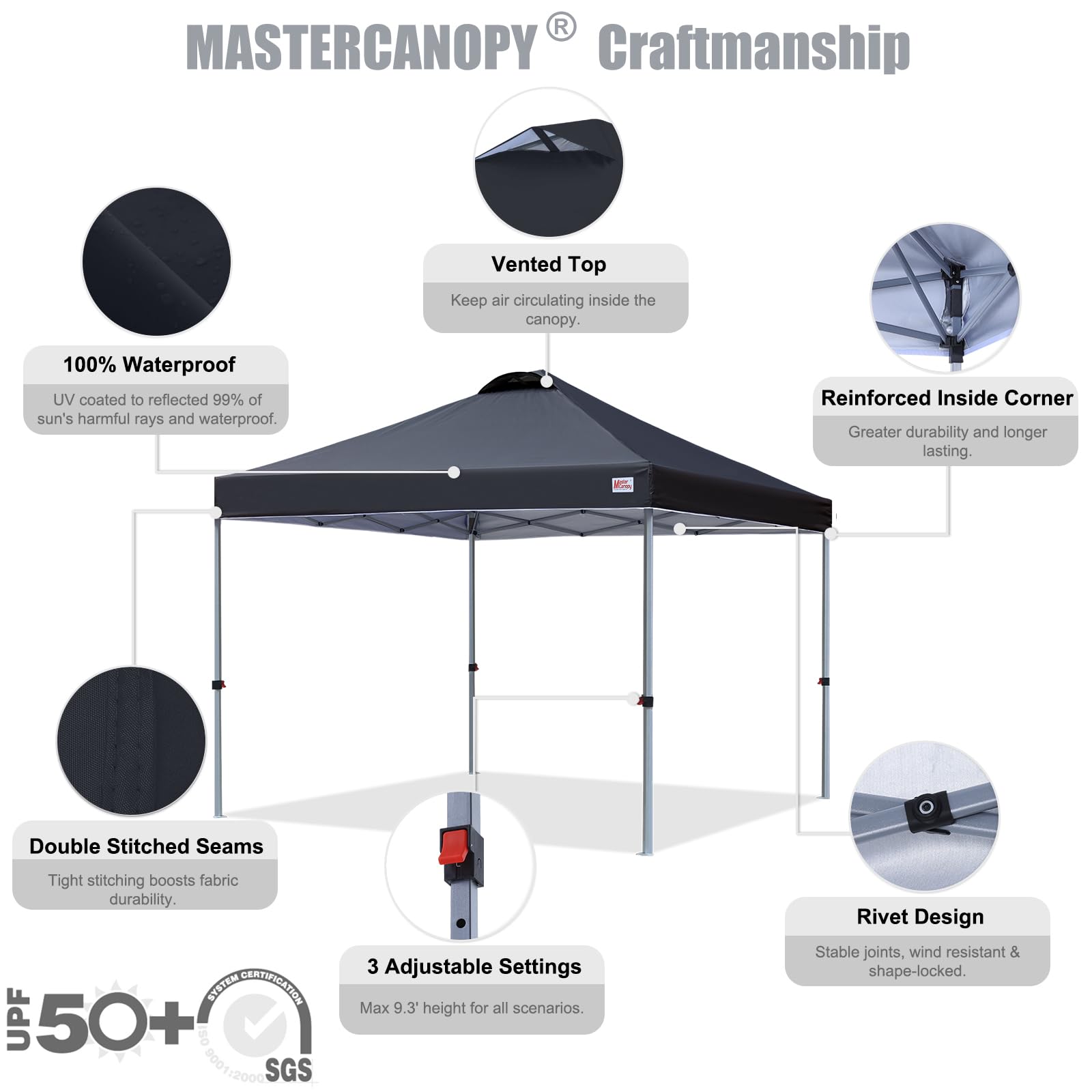 10 by 10 Pop Up Canopy Tent One Person Setup Portable Beach Shelter