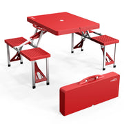 4ft Portable Folding Picnic Table with Four Seats and Umbrella Hole