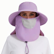 UPF 50 Breathable Sun Hat with Face Cover Neck Flap Wide Brim
