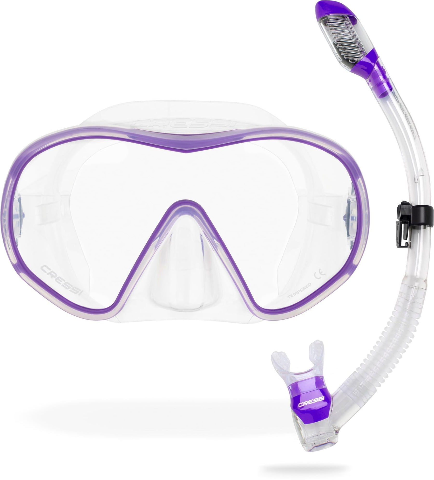 Frameless Single Lens Scuba Mask and Dry Snorkel for Diving