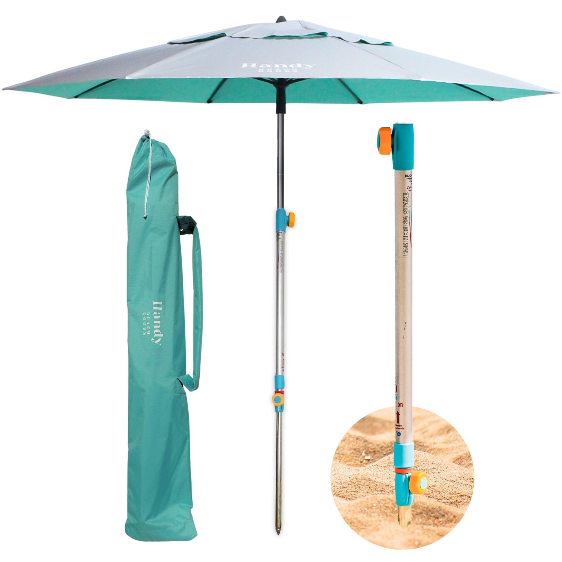 7ft Heavy Duty Beach Umbrella Easy Setup Anchor UPF 55 Protection