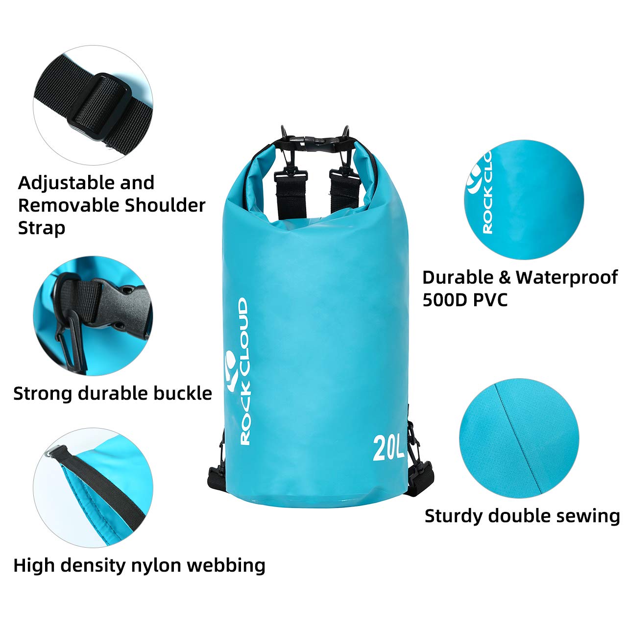 5L 10L 20L 30L 40L Waterproof Dry Bag for Kayaking Camping