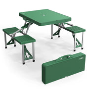 4ft Portable Folding Picnic Table with Four Seats and Umbrella Hole