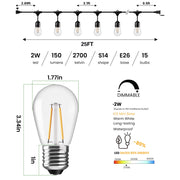 2W Commercial Outdoor String Lights for Patio Garden Lighting