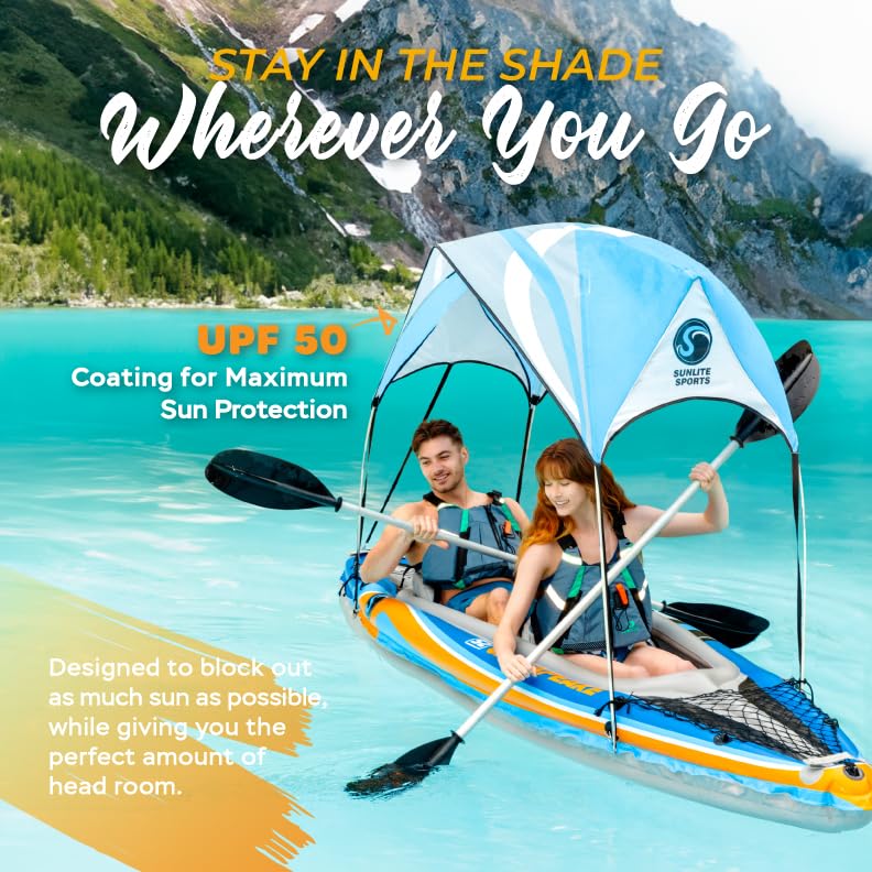 Two Person Inflatable Kayak with Canopy Oars Pump and Carry Bag