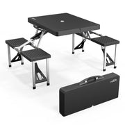 4ft Portable Folding Picnic Table with Four Seats and Umbrella Hole