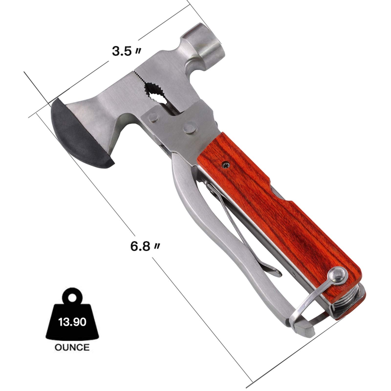 Pocket Multitool with Axe Hammer Pliers for Camping Hiking Survival