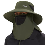 UPF 50 Breathable Sun Hat with Face Cover Neck Flap Wide Brim