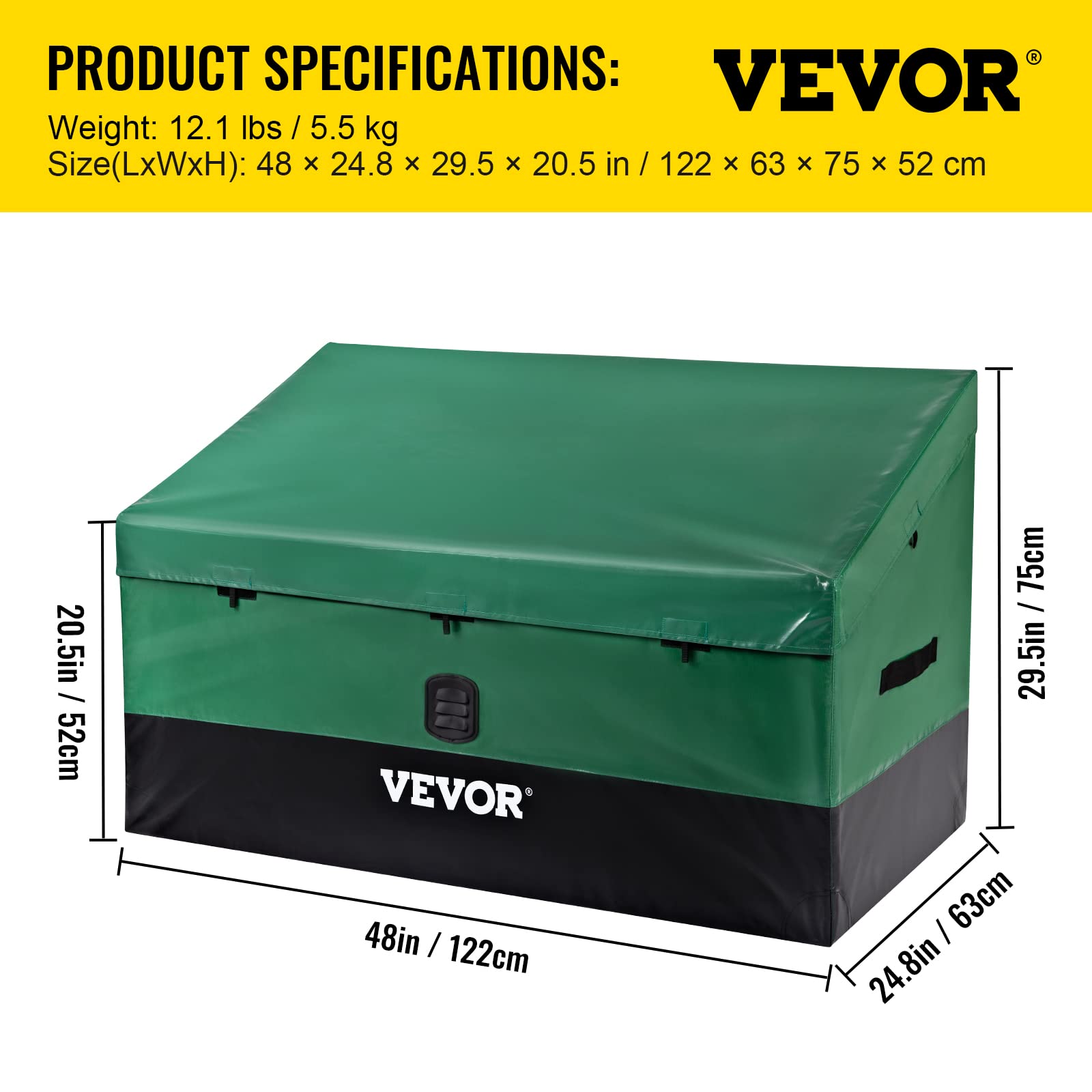 100 Gallon Waterproof Outdoor Storage Deck Box with Galvanized Frame