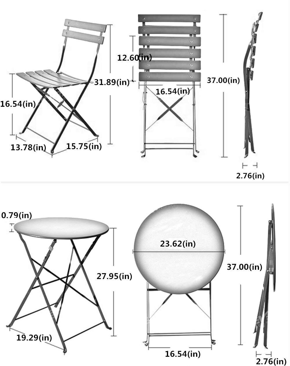 Outdoor Folding Patio Bistro Set