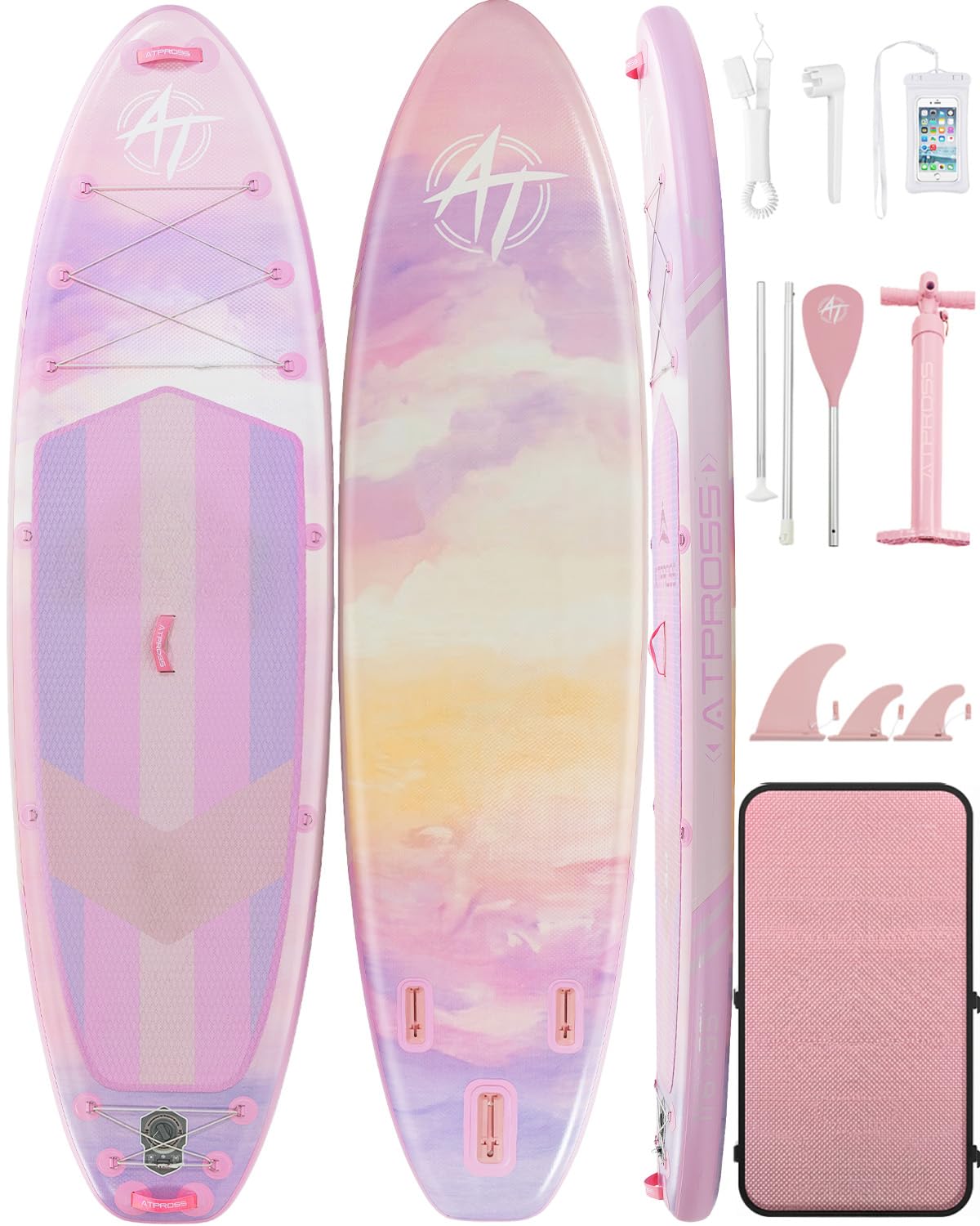 Extra Wide Inflatable Stand Up Paddle Board with SUP Kit and Backpack