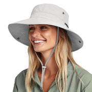 Womens Wide Brim Packable Ponytail Cowboy Sun Hat UV Protection