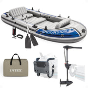 Five Person Inflatable Boat Set with Oars Pump and Motor Mount Kit