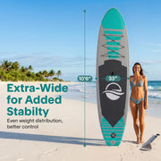 Wide Stable Inflatable Stand Up Paddle Board with SUP Kit and EVA Deck