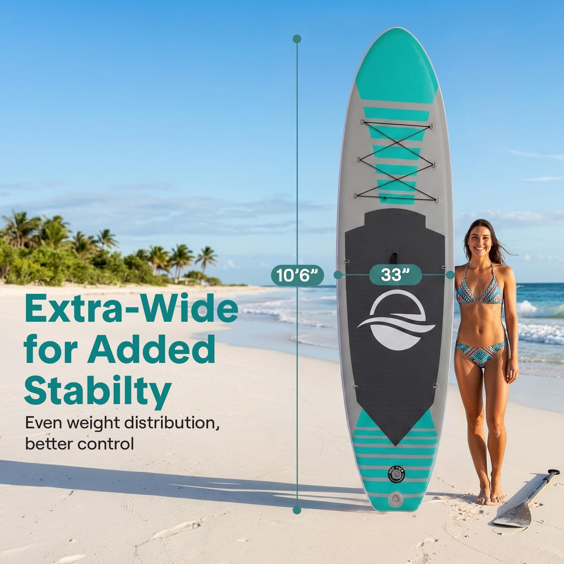 Wide Stable Inflatable Stand Up Paddle Board with SUP Kit and EVA Deck
