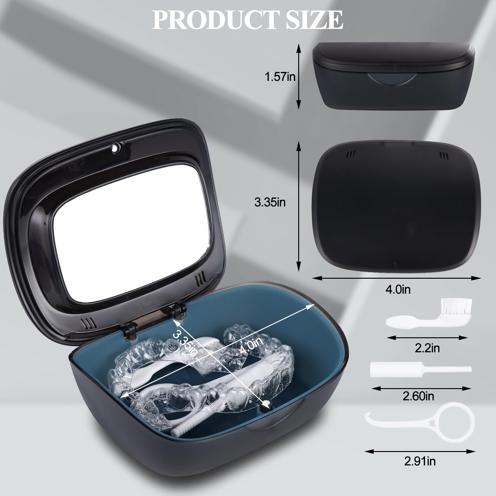 Double Layer Aligner Retainer Case with Mirror Remover Tool Brush