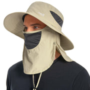 UPF 50 Breathable Sun Hat with Face Cover Neck Flap Wide Brim