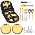 Stainless Steel Camping Silverware Kit with Cutlery Organizer