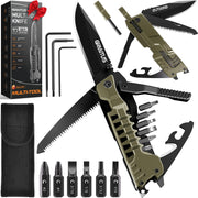 17 in 1 Multitool Knife with Fire Starter Saw Whistle Window Breaker