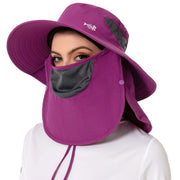UPF 50 Breathable Sun Hat with Face Cover Neck Flap Wide Brim