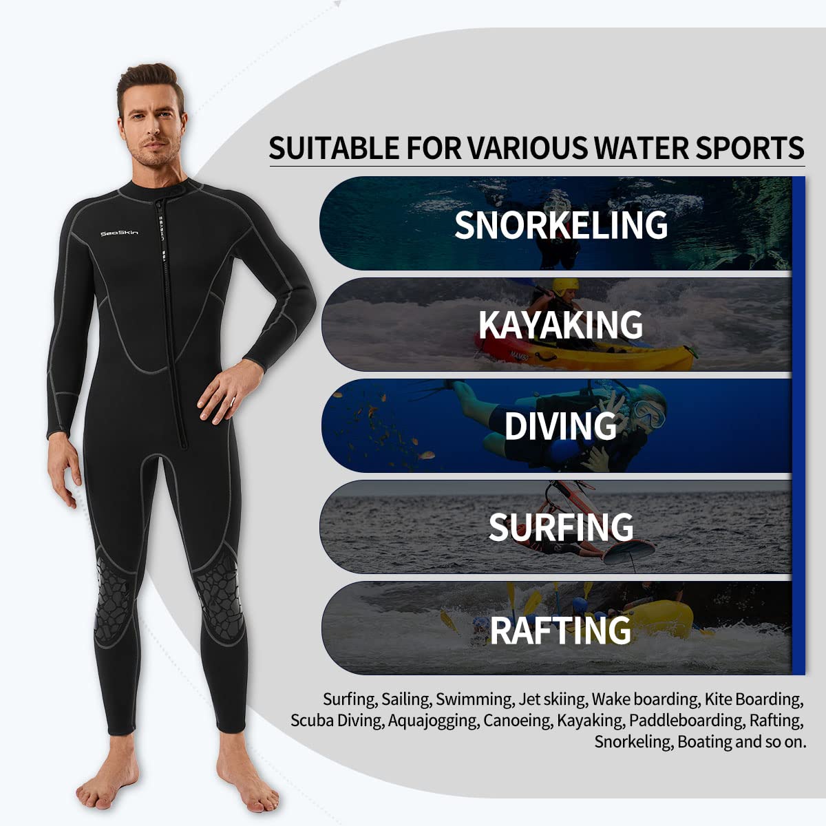 Mens Womens 3mm Shorty Wetsuit Front Zip Diving Snorkeling Kayaking Suit