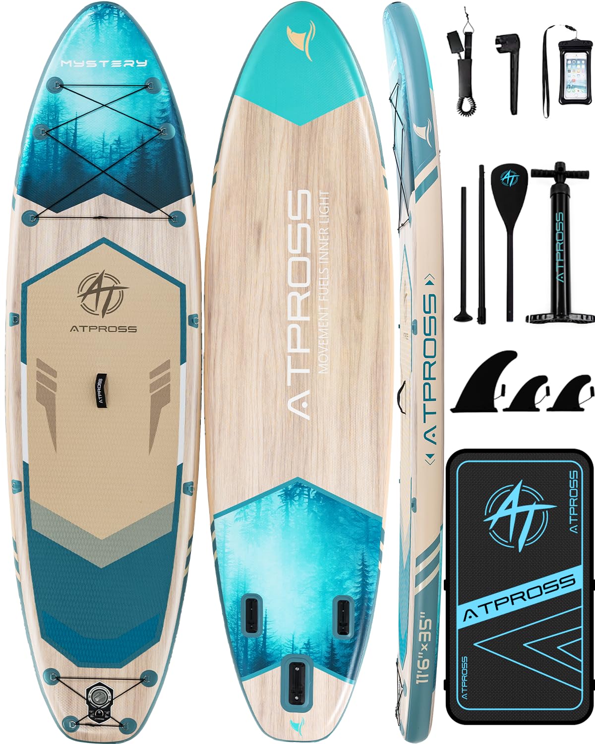 Extra Wide Inflatable Stand Up Paddle Board with SUP Kit and Backpack