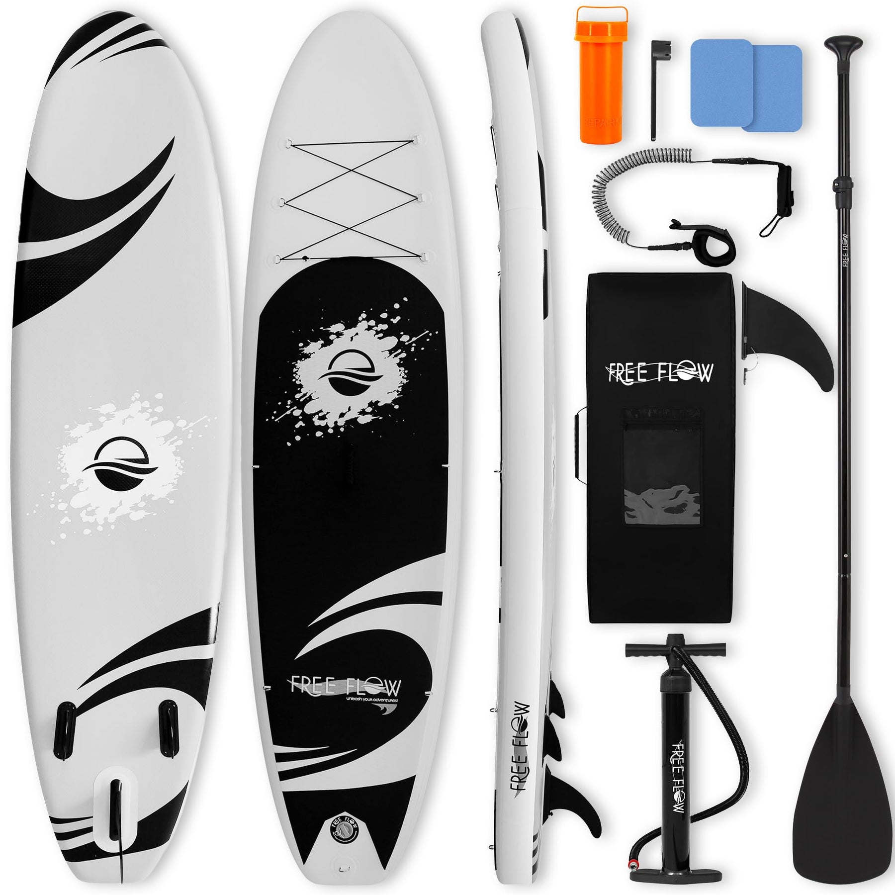 Wide Stable Inflatable Stand Up Paddle Board with SUP Kit and EVA Deck