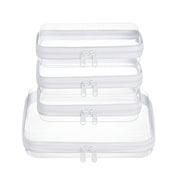 4 Piece Clear Hard Shell Zipper Pouches Travel Toiletry Organizer