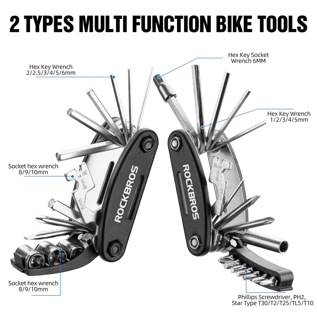 16 20 in 1 Portable Foldable Bike Multitool with Allen Wrench Tire Levers