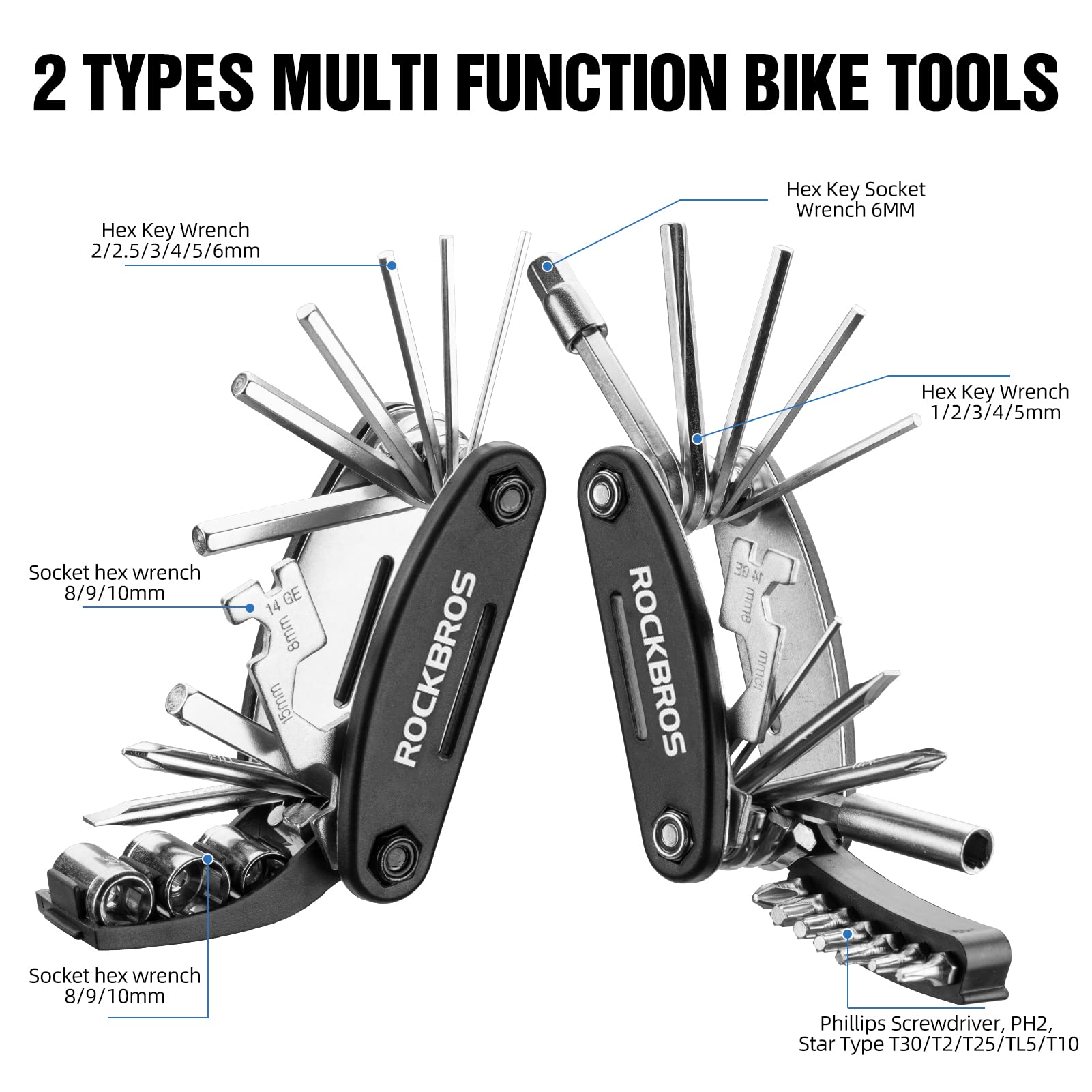 16 20 in 1 Portable Foldable Bike Multitool with Allen Wrench Tire Levers
