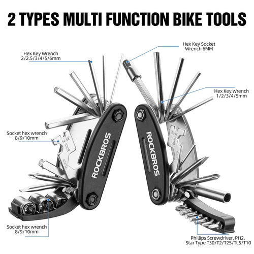 16 20 in 1 Portable Foldable Bike Multitool with Allen Wrench Tire Levers