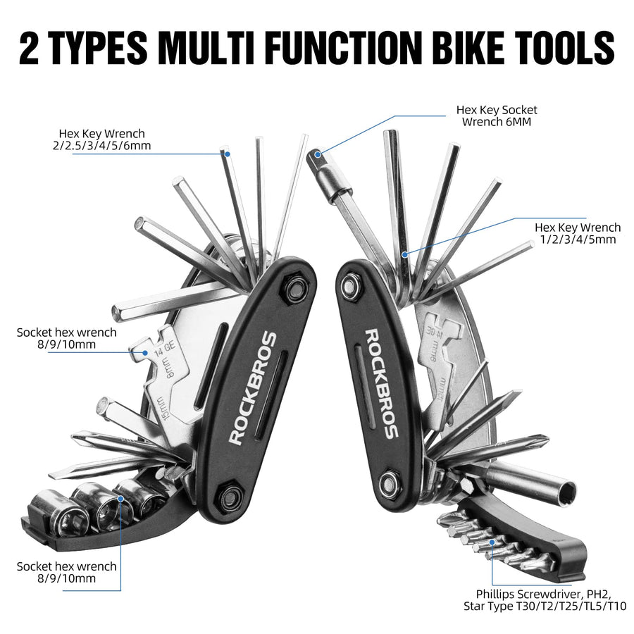 16 20 in 1 Portable Foldable Bike Multitool with Allen Wrench Tire Levers