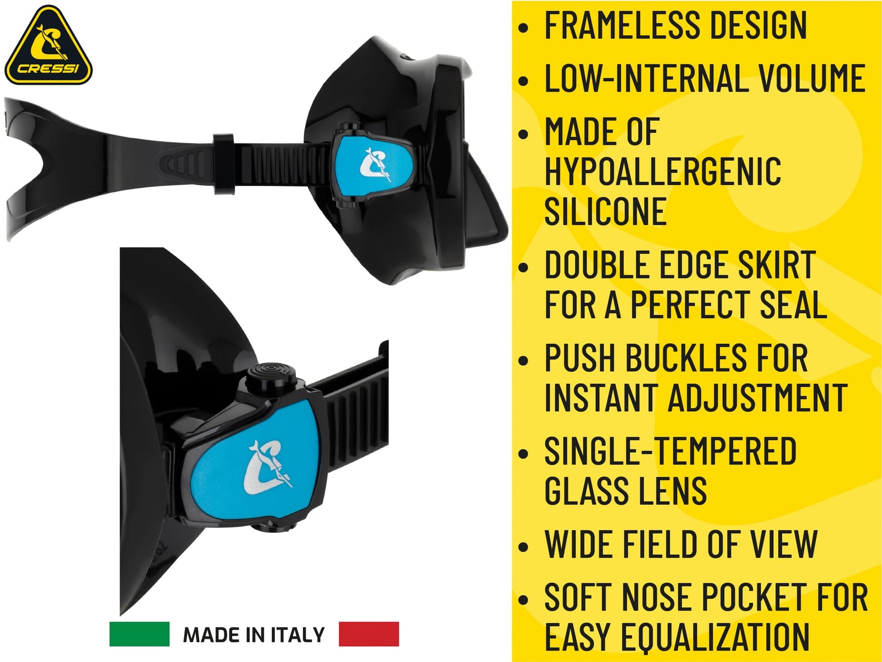 Frameless Single Lens Scuba Mask and Dry Snorkel for Diving
